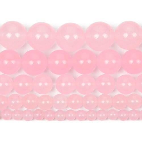 4-12mm Natural Stone Beads Round Smooth Light Pink Stone Loose Beads For Jewelry Making DIY Charm Bracelet Necklace Handmade