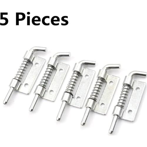 5pcs Spring Loaded Metal Security Barrel Bolt Latch Silver Tone Spring Latches Door Cabinet Hinges Hardware 5.3 X 1.7cm