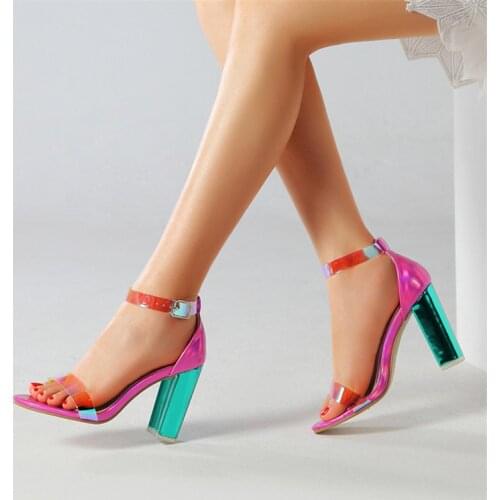 DEPKSLYtransparent pvc Jelly sandals Open Toed high heels pumps women shoes ladies party shoes heels wedding shoes talon femme
