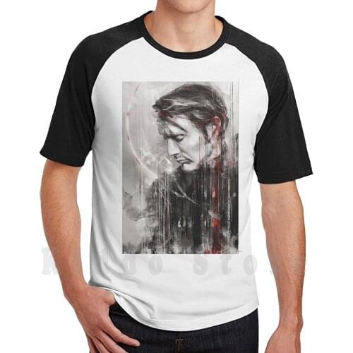 Mm Speed Painting T Shirt Men Cotton Cotton S-6Xl Mads Mikkelsen Hannibal Portrait Speed Paint Wisesnail