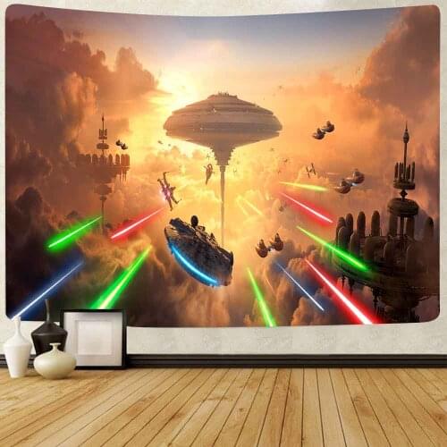 Simsant Game Tapestry Basketball Lightsaber Starry Sky Universe Spaceship Art Wall Hanging Tapestries for Living Room Home Decor