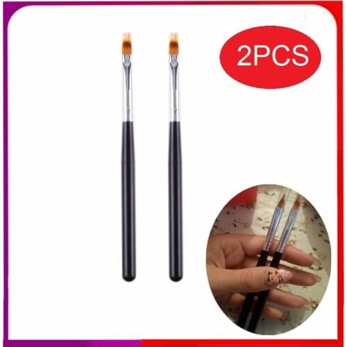 2Pcs Nail Art Gel Pen Brush Nylon Hair Ombre Brush Nail Art Brushes Soft Nails Manicure Tools For Gradient UV Gel Nail Pen