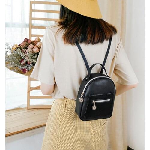 Leather Backpack Cute College style messenger bag convertible shoulder bag zipper lady girl outdoor Casual mini PU backpack
