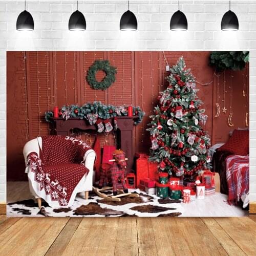 Laeacco Christmas Tree Interior Sofa Gift Carpet Baby Birthday Portrait Photo Background Photographic Backdrop For Photo Studio