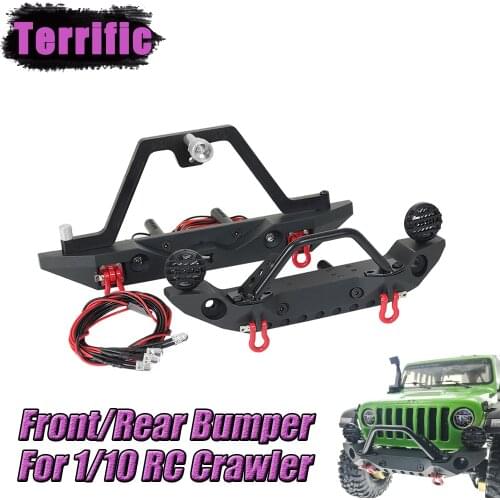 Metal Front Rear Bumper with LED Light Set for 1/10 RC Crawler Axial SCX10 SCX10 II SCX10 III Traxxas TRX4 TRX6 Redcat Gen8