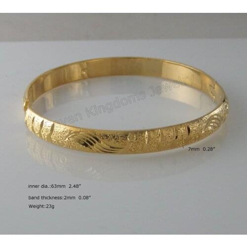 MIN ORDER 10$ /NEW 2 styles DIFFERENT PATTERN CAN BE OPENED - YELLOW GOLD GP OVERLAY DIAMETER 63MM 2.48" BANGLE CAN FIT MOST