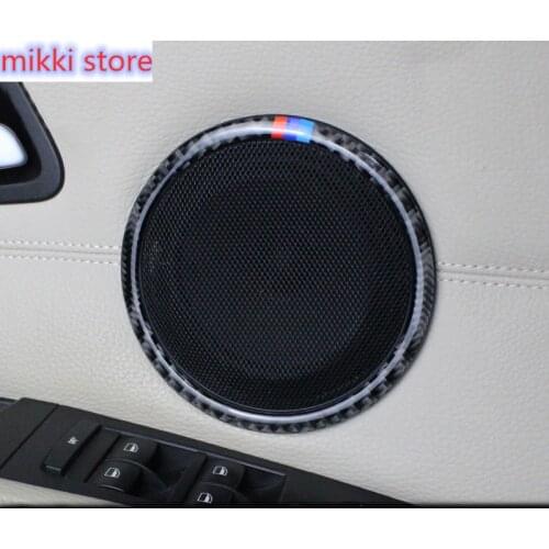 Carbon Fiber Car Door Audio Speaker sequins Cover Trim sticker Auto Accessories for BMW 3 Series X1 E90 E92 E93 E84 Car Styling