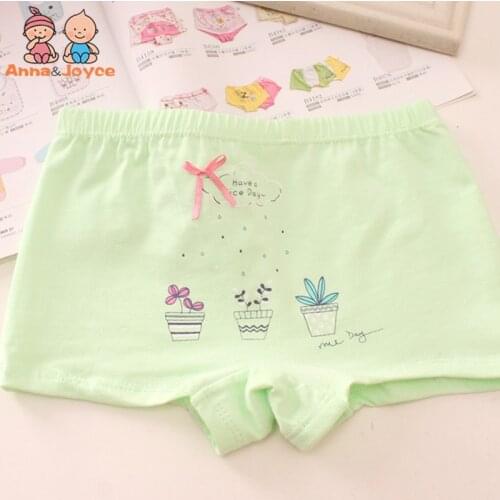 3pc/lot Girls Soft Flat Angle Underwear Baby Pure Cotton Underpant Cure Cotton Boxers Underwear for 2 To 12 Years