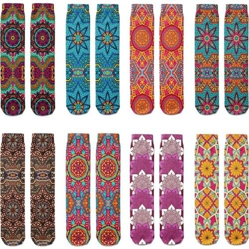 New Creative Abstract 3D Mandala Socks Funny Kawaii Woman Cotton Socks Unisex Novelty Cartoon Compression Socks For Gifts Socke