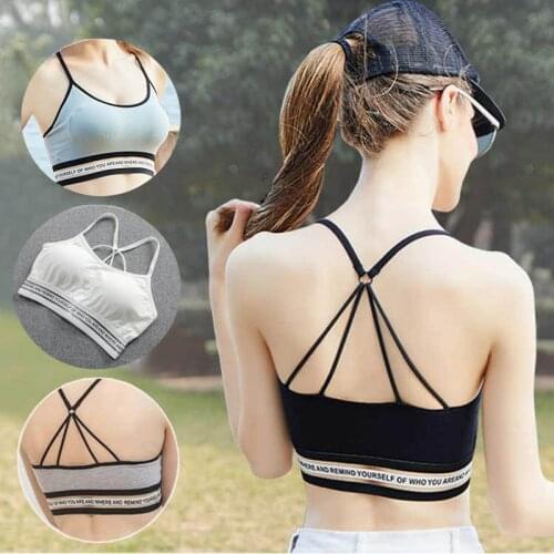 New Womens workout camisole bandage Crop top Modal Strappy Fashion Backless bra camis fitness tank tops women black&white&gray