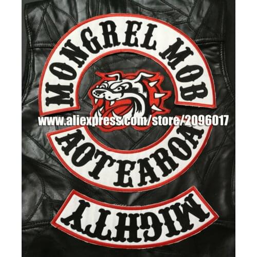 New Arrived 4pcs/set Motor Patches MOB Patches for the Mongrel MOB Motorcycle Club Jacekt Vest Iron on Patche Biker Label