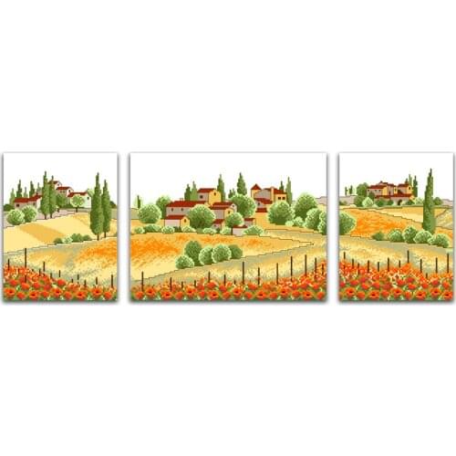 Landscape pattern counted 11CT 14CT Cross Stitch kits Countryside DIY Printed Canvas Embroidery Needlework set Home Decor