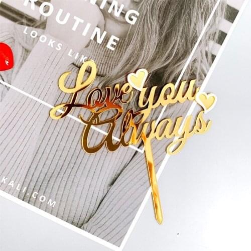 Valentines Day Gift Double Layer Love You Always Love You Forever Dessert Decor Supplies Cake Decoration Acrylic Cake Toppers