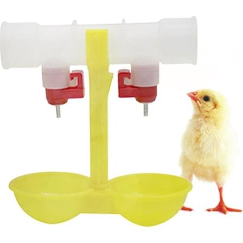 Hanging Double Outlet Waterer Cup Poultry supplies Automatic drinking fountain 25mm Chicken nipple drinker 3 Sets