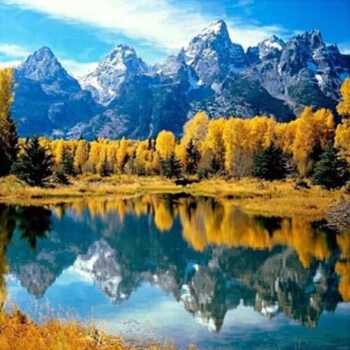 Needlework Wall arts full Landscape Scenery 3d Diy Diamond Painting Cross Stitch Lake Ablaze Diamond Embroidery Home Decoration