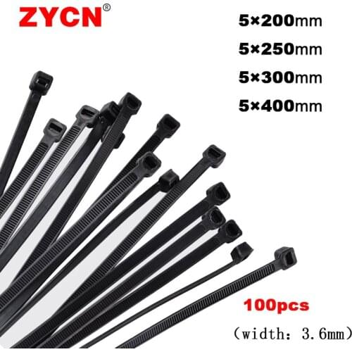 Self-Locking Nylon Ties 3.6X300 Fastening Ring Plastic Loop Wire Wraps Strap 3.6X200 Cable Zip Set Various Specifications 100pcs