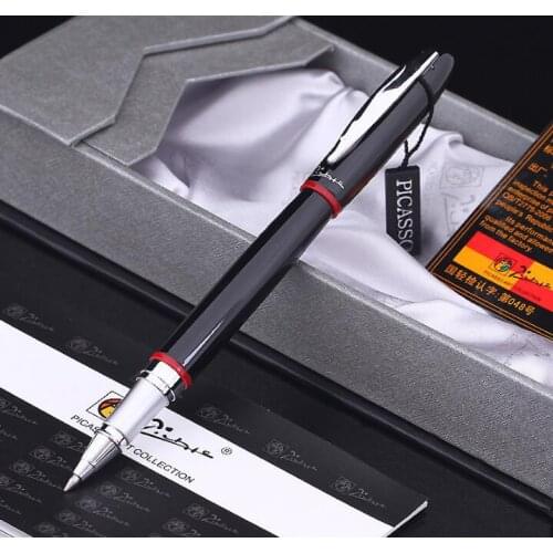 Pimio 907 Smooth Black and Red Rollerball Pen with Silver Clip High Quality Metal Ballpoint Pens with Original Case Gift Pen Set