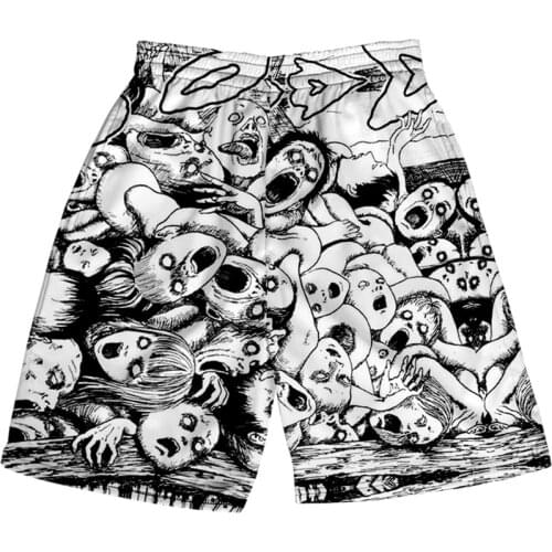Junji Ito 3D Printing Anime Beach Shorts Cosplay Women/Men Fashion Casual Short Sleeve Streetwear Beachwear Summer New pants