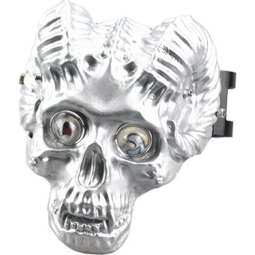 Custom Motorcycle 12V LED Skull Head Light Headlight Lamp With 43-46mm Fork Mount Bracket For Chopper Cruiser Bobber Touring