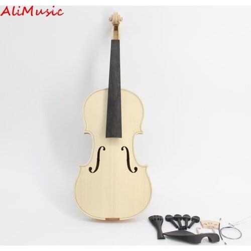 High Quality Factory Unfinished White Violin Selective 10 Years Natural Dried Maple Back Spruce Top Handmade Violino Full Size