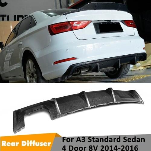 Rear Diffuser Bumper Lip Replacement for Audi A3 Standard Sedan 4 Door 8V Carbon Fiber / FRP Body Kits 2014 2015 2016