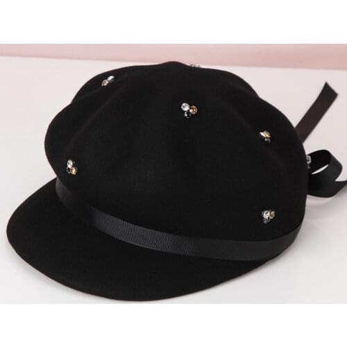 Lady Fashion Visors Hat Girl Autumn Winter Wool Hats Female Leisure Woolen Cap Korean Style Beret British Retro Duck Hats B-8906