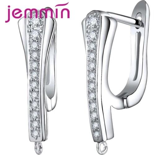 Crystal Hang Style Hoop Earrings S925 Sterling Sliver For Women Personality Design Fashion DIY Jewelry Components