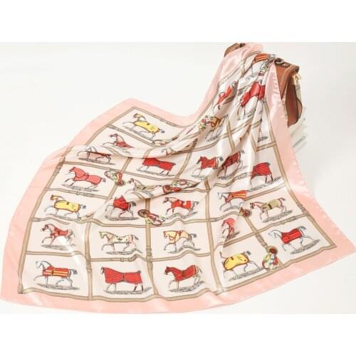New Classic style summer womens fashion scarf HORSE pattern printing 90cmx90cm small squares scarf festival gift