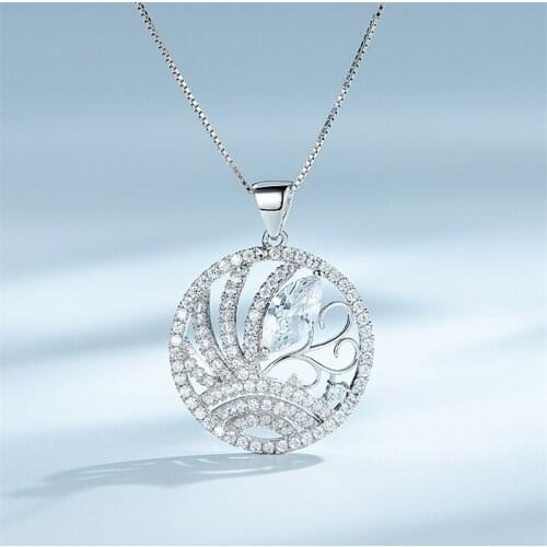 DY 925 Sterling Silver Necklace Clear Marquise CZ Luxury Drop Dangle Pendant With Chain For Female Fashion Accessories Jewelry