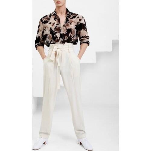 ZYMdancestyle Pulse The Move Trousers #20813 loose fit with 2pcs waist belt high waist Mens latin dance Trousers ZYM for Men