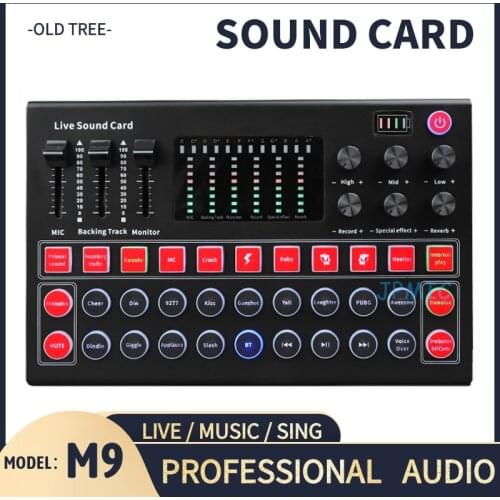 Audio Interface M9 Usb Sound Card Audio Microphone Webcast Live Sound Card External Usb Bluetooth Function For Phone PC Dropship