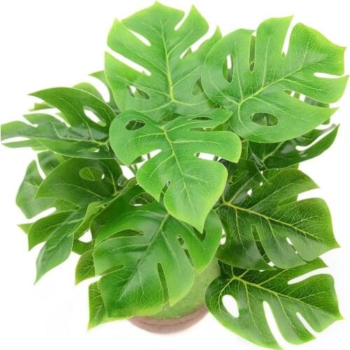 1Bunch Artificial Palm Monstera Green Plant Leaf Bouquet for Home Wedding Table Decorations Fake Bonsai Tree Leaves Accessories