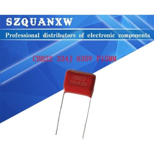 10PCS 630V334 1UF Pitch 15MM 630V 334J 1000NF CBB Polypropylene film capacitor