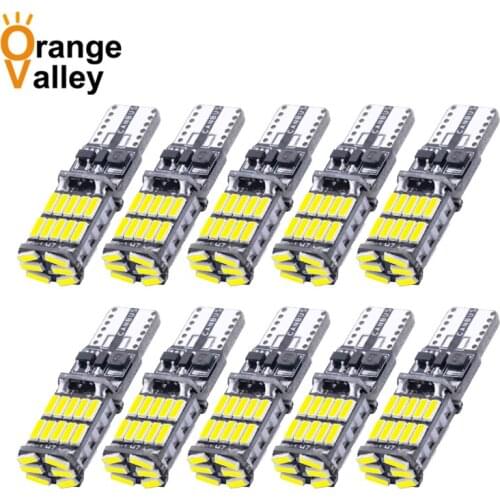 10Pcs CANBUS T10 W5W No Error 26 Led 4014 Car Leds Wedge Light Marker Side Dome Turn Reverse License Plate Lamp