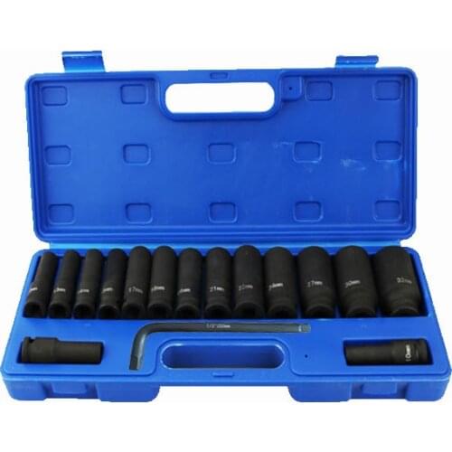 16PCS 1/2 10-32mm Hexagon Socket Ratchet Wrench Head Sleeve Torque Spanner Auto Repairing Tool Hardware Part