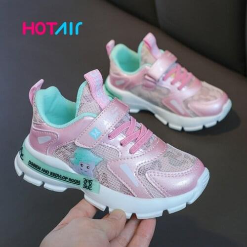 2021 Spring Kids Sport Shoes For Girls Sneakers Students Breathable Mesh Children Shoes Shiny Girls Sneakers Light Shoes 188