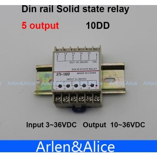 10DD 5 Channel Din rail SSR quintuplicate five input 3~36VDC output 10~36VDC single phase DC solid state relay