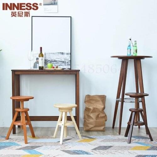 900 Retro Bar Chair Bar Stool Modern Minimalist European High Chair Solid Wood Iron Table And Chair High Stool