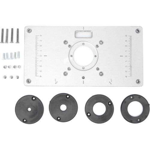 700C Aluminum Router Table Insert Plate + 4 Rings Screws For Woodworking Benches