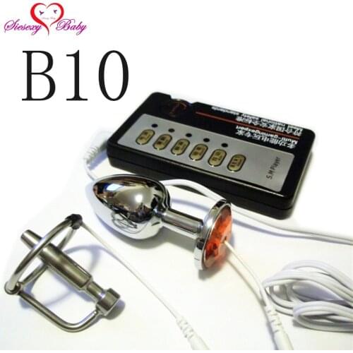 B10 Anal Electro Plug Electric Shock Hollow Penis Plug Medical Themed Toys Electro stimulation sex toys for TENS Adult Game