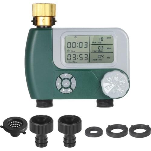 Automatic Watering Sprinkler System Programmable Digital Hose Faucet Timer Battery Operated Irrigation Controller with 2 Outlet