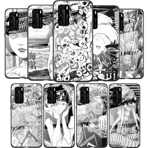 Tempered Glass Cover Junji Ito Tees Horror For Huawei P40 P30 P20 P10 Pro Plus Lite 5G 2019 Shockproof Shell Phone Case