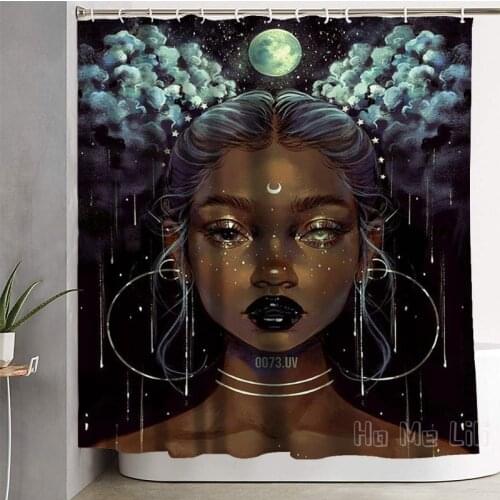 Tarot Card Moon Goddess Decoration Waterproof Fabric Shower Curtain Bathroom Partition Curtain