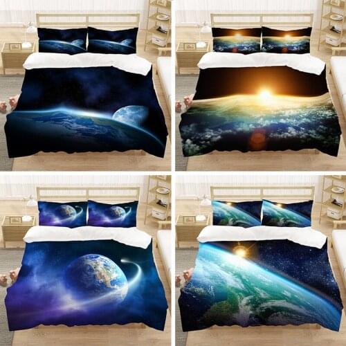 Home Textiles Universe Globe Bedding Set Earth Printing Quilt Cover Ultra Soft Duvet Cover Pillowcase For Kids Teens Boys Girls