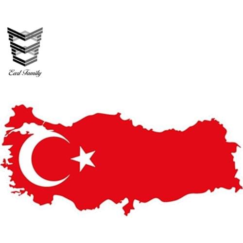 EARLFAMILY 13cm x 5.9cm Car Styling Waterproof Turkey Turkish Map Flag Sticker for Bumper Skateboard Helmet Door Car Bike Decor