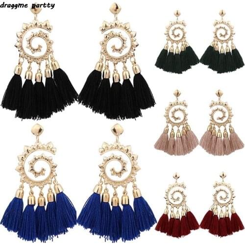 European And American Hand-woven Bohemian Tassel Earrings Valentines Day Gift
