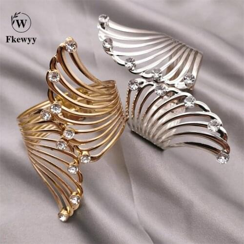 Fkewyy New Gothic Bracelets For Women Set With Rhinestones Charm Bracelet Woman Party Gift Accessories Wing Gold Plated Bangles
