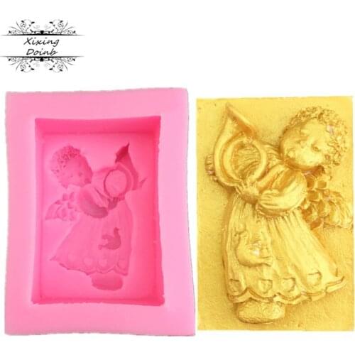 Angel blow angle shape chocolate candy three-dimensional silica gel mold cartoon soap mold candy craft cake decoration tool