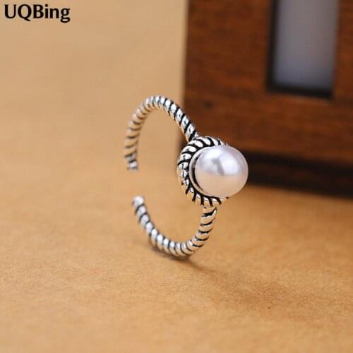 Fres Shipping Retro Vintage Pearl Open Rings 925 Sterling Silver Rings Silver For Women Rings Jewelry