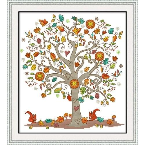 Joy Sunday The Giving Tree Chinese Cross Stitch Kits Ecological Cotton Clear Stamped Printed 11 DIY Wedding Decoration For Home